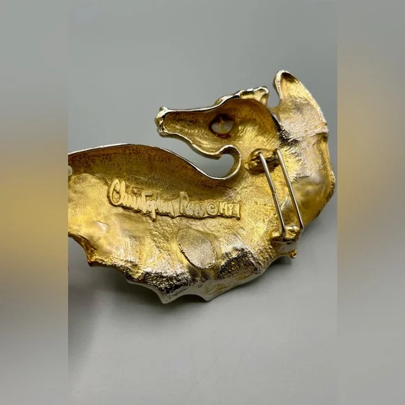 Christopher Ross Seahorse Belt Buckle 1991, 24k Gold Plated  display picture 2